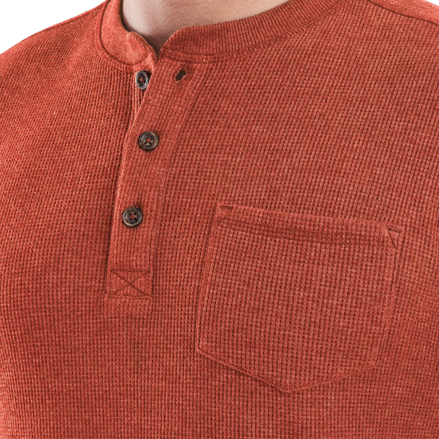 The American Outdoorsman Long-Sleeve Waffle Knit Thermal Henley Shirts with Pocket for Men
