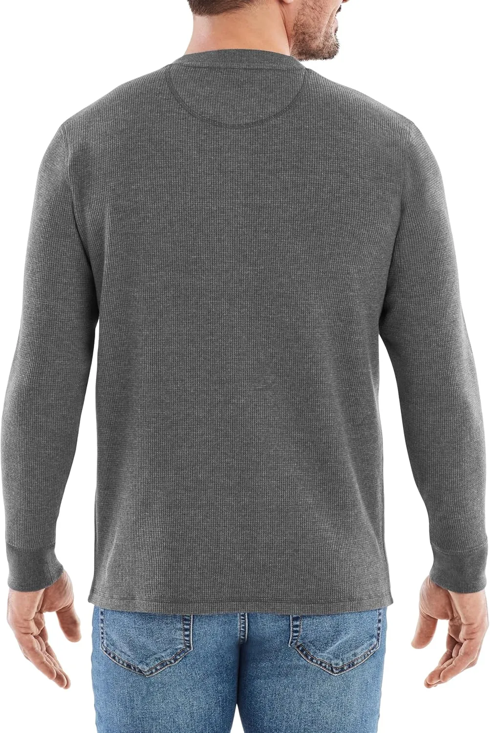 The American Outdoorsman Long-Sleeve Waffle Knit Thermal Henley Shirts with Pocket for Men