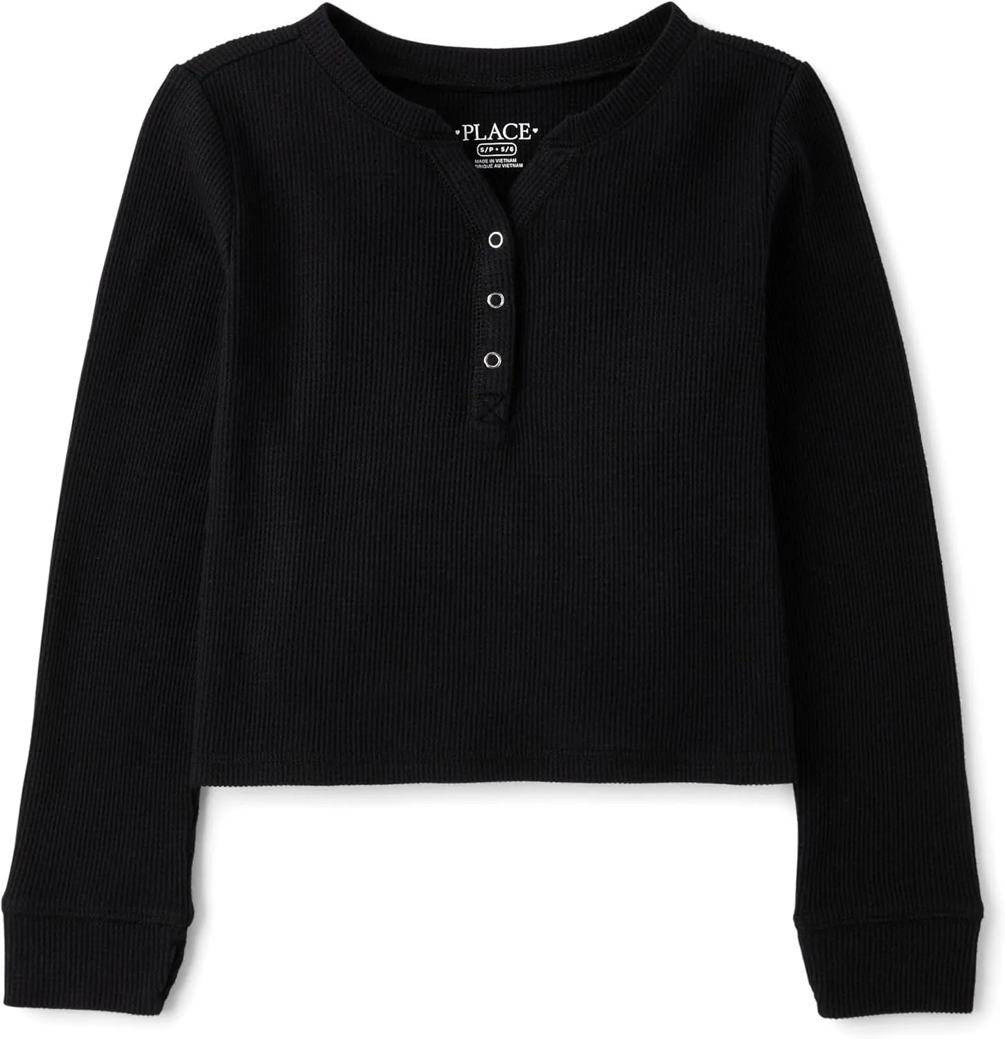 The Children's Place Girls' Basic Long Sleeve Thermal Henley Tops