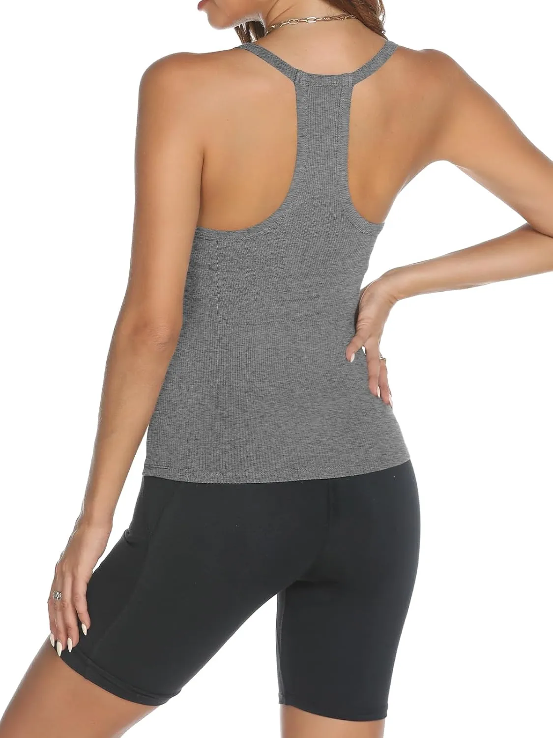 Trendy Queen Womens Workout Tank Tops Racerback Summer 2025 Camisole Top V Neck Ribbed Sleeveless Beach Fashion Clothes