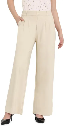 Women Wide Leg Dress Pants High Elastic Waisted Work Business Office Pants Casual Slacks Trousers with Pockets 29"