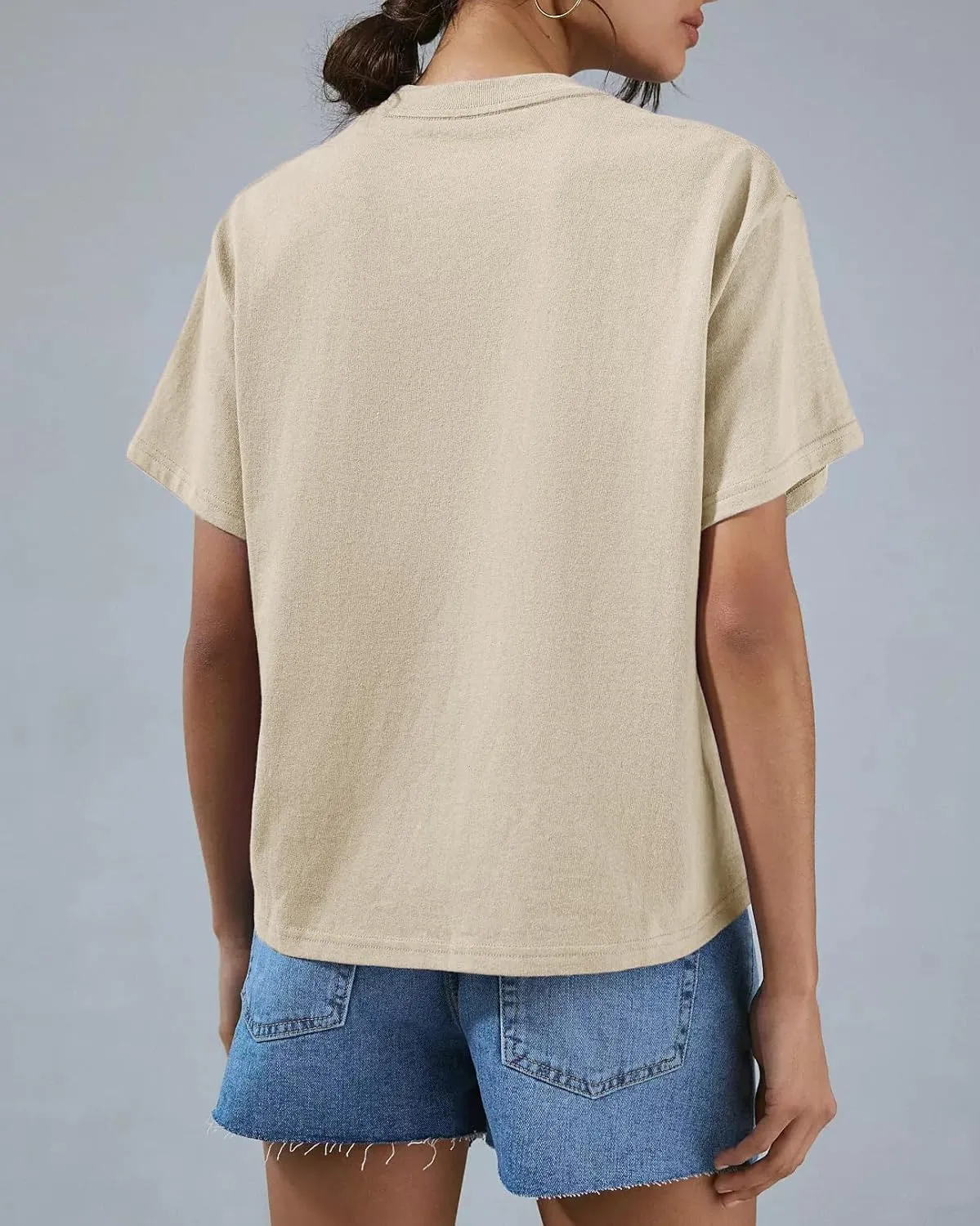 Women's Essentials Crewneck Short Sleeve T-Shirts Casual Boxy Tee Summer Tops Relaxed Fit