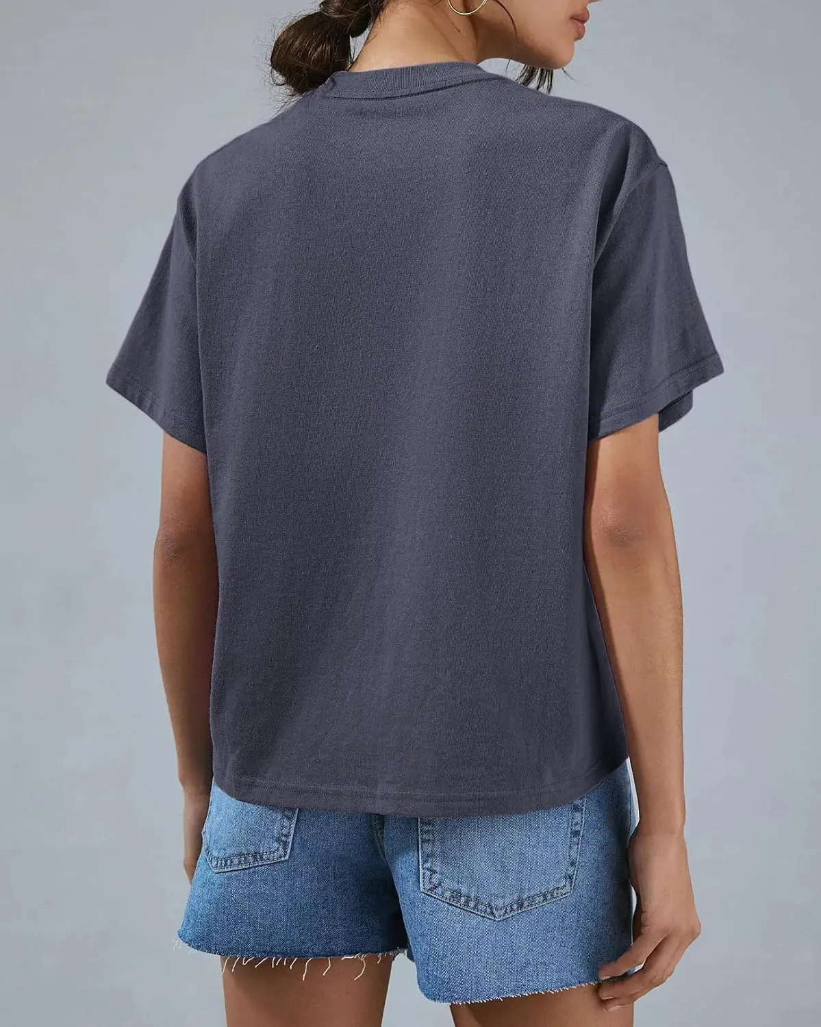 Women's Essentials Crewneck Short Sleeve T-Shirts Casual Boxy Tee Summer Tops Relaxed Fit