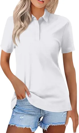 Womens Golf Shirt Polo Shirts for Women Short Sleeve Button Lapel Collared Summer Tops Casual Work Basic Tees