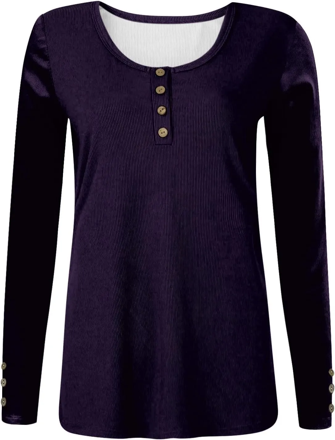 Womens Henley Tops Long Sleeve Fall Winter Henley Top Button Down Slim Fit Tops Basic Ribbed Knit T Shirts 2024