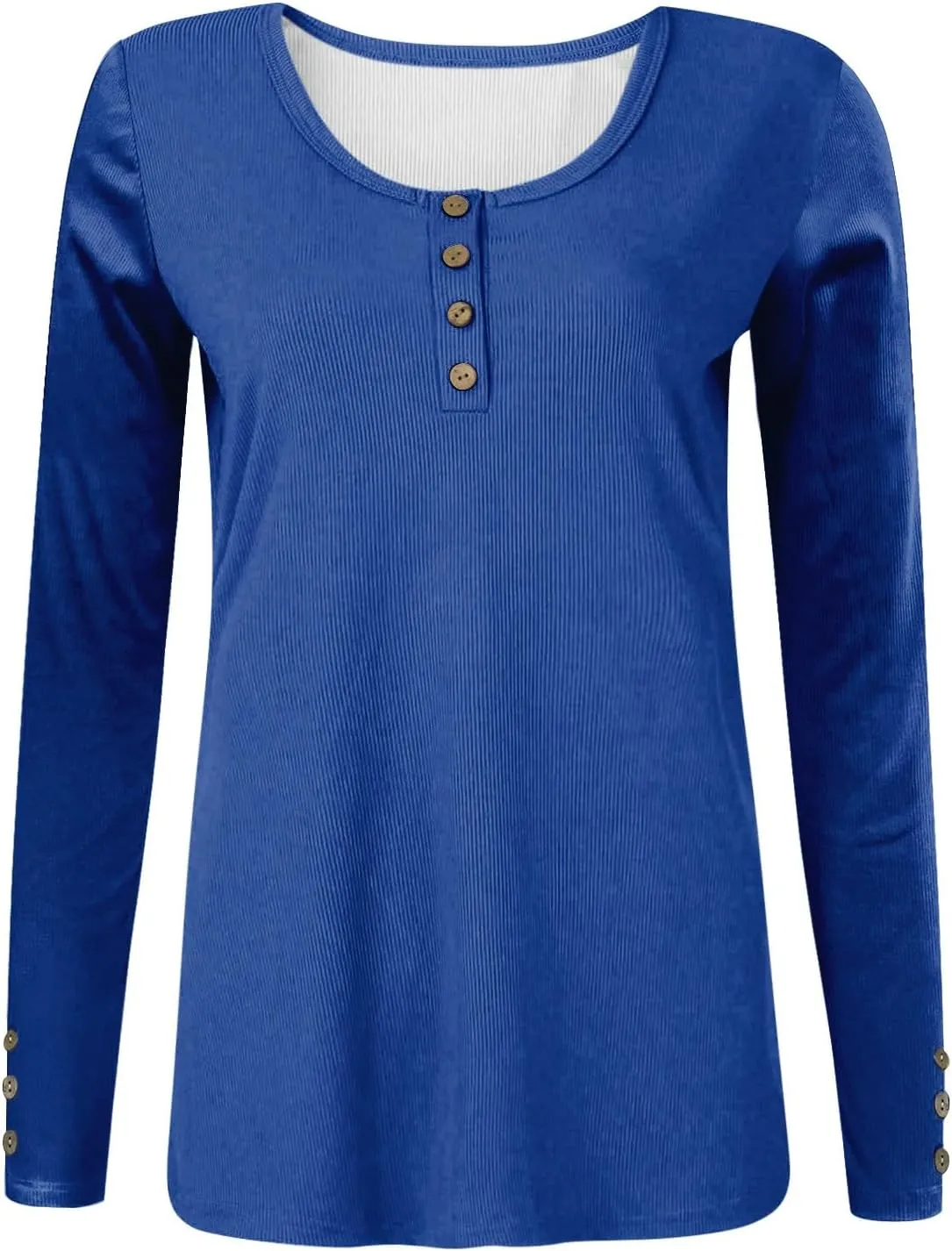 Womens Henley Tops Long Sleeve Fall Winter Henley Top Button Down Slim Fit Tops Basic Ribbed Knit T Shirts 2024
