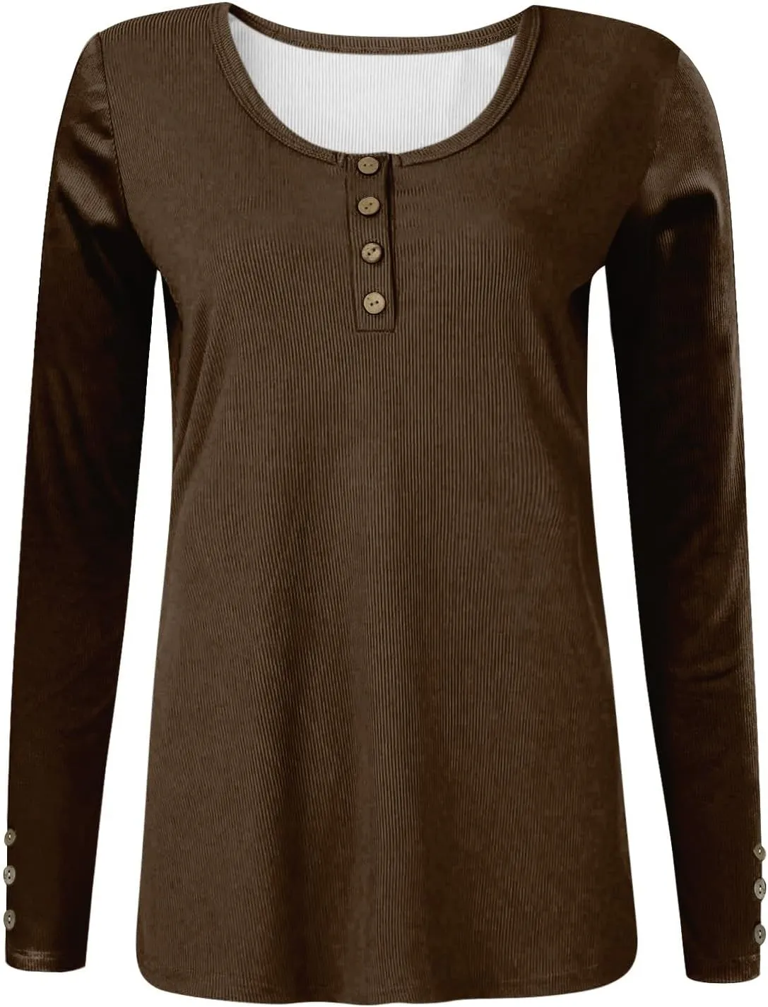 Womens Henley Tops Long Sleeve Fall Winter Henley Top Button Down Slim Fit Tops Basic Ribbed Knit T Shirts 2024