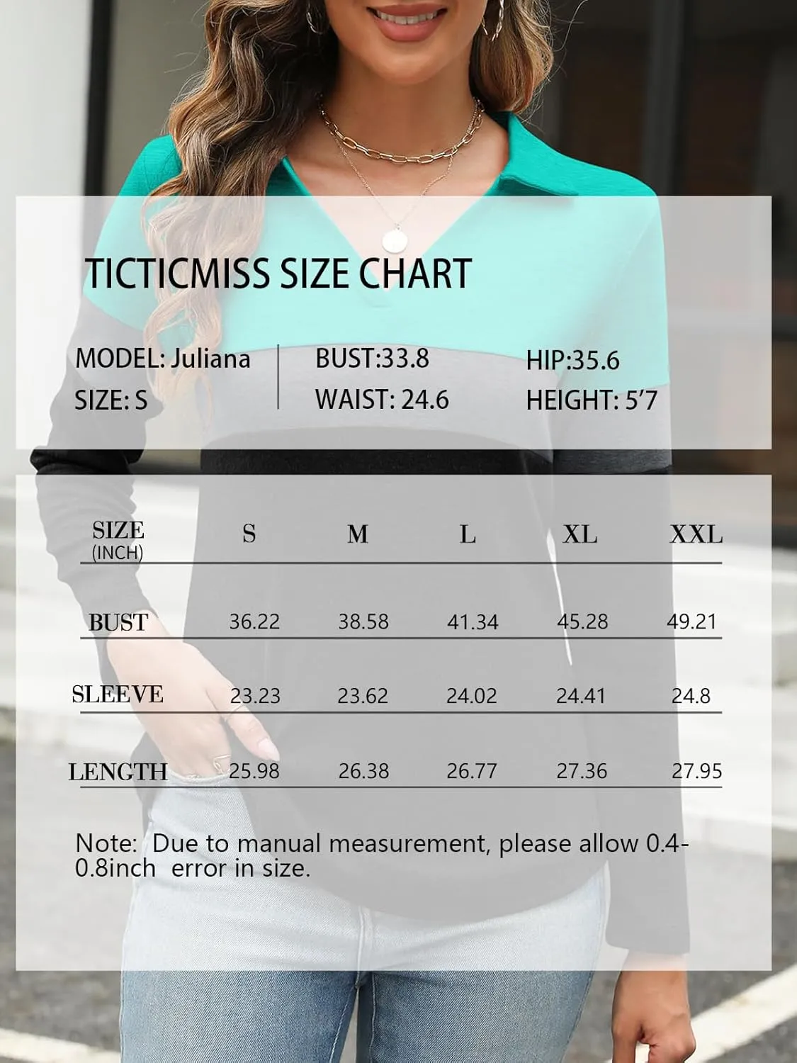 Women's Long Sleeve Shirts V Neck Tunic Tops Dressy Casual Basic Tees Blouse Loose Collar Polos