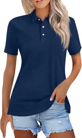 Womens Polo Shirts Short Sleeve Button Lapel Collared Summer Tops Casual Business Dressy Going Out Basic Tees