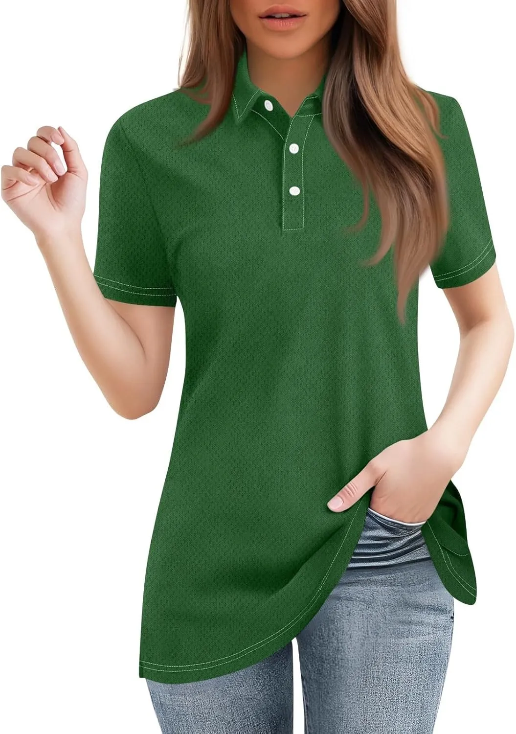 Womens Polo Shirts Short Sleeve Button Lapel Collared Summer Tops Casual Business Dressy Going Out Basic Tees