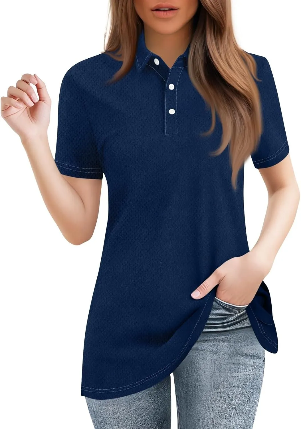 Womens Polo Shirts Short Sleeve Button Lapel Collared Summer Tops Casual Business Dressy Going Out Basic Tees
