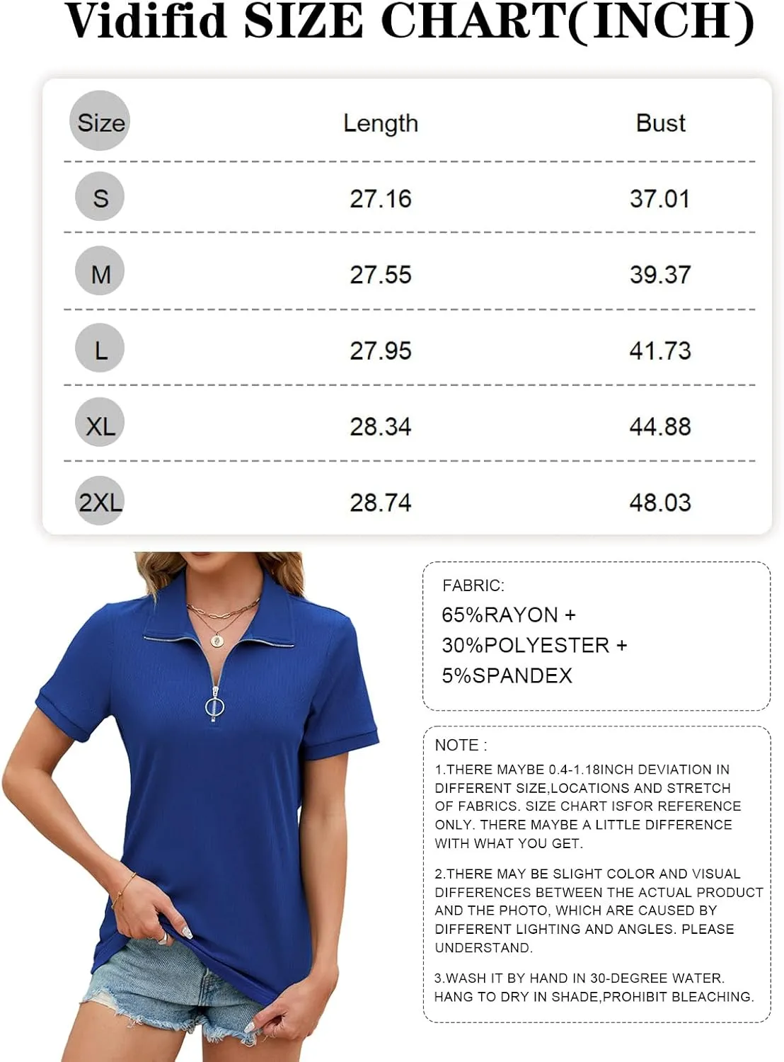 Women's Short Sleeve Zipper Polo Shirts Summer Collared Down T Shirts Top Casual Loose Fit Blouses