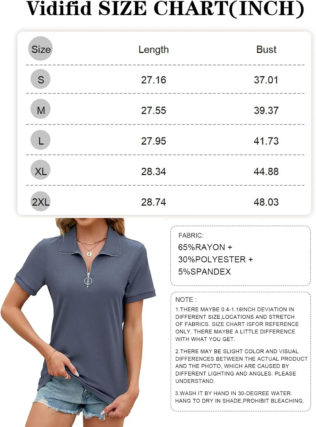Women's Short Sleeve Zipper Polo Shirts Summer Collared Down T Shirts Top Casual Loose Fit Blouses