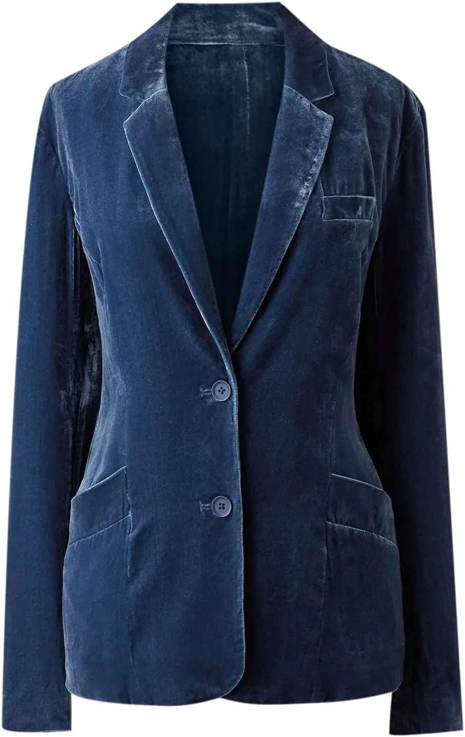 XUNRYAN Velvet Blazers Jackets for Women Evening Dressy Vintage Long Sleeve Cardigans One Button Lapel Trench Coats w Pockets