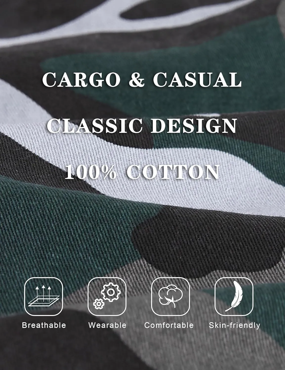 zeetoo Camo Shorts for Men Classic Relaxed Fit Cargo Short Multi-Pocket Outdoor Shorts