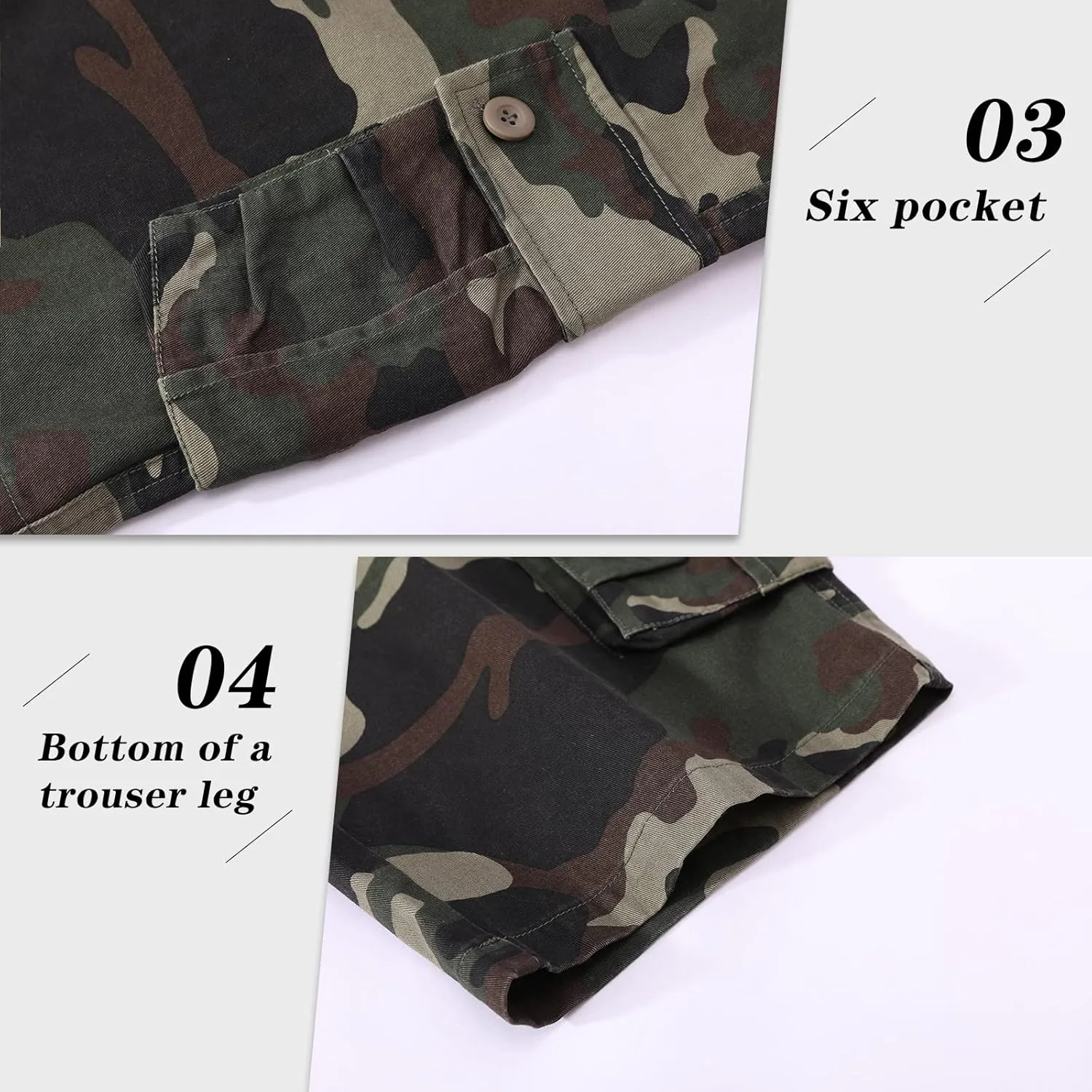 zeetoo Camo Shorts for Men Classic Relaxed Fit Cargo Short Multi-Pocket Outdoor Shorts