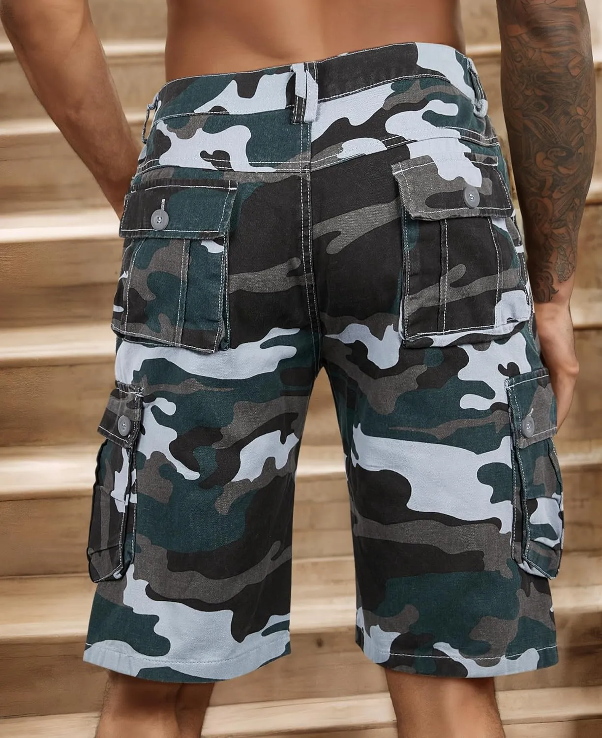 zeetoo Camo Shorts for Men Classic Relaxed Fit Cargo Short Multi-Pocket Outdoor Shorts