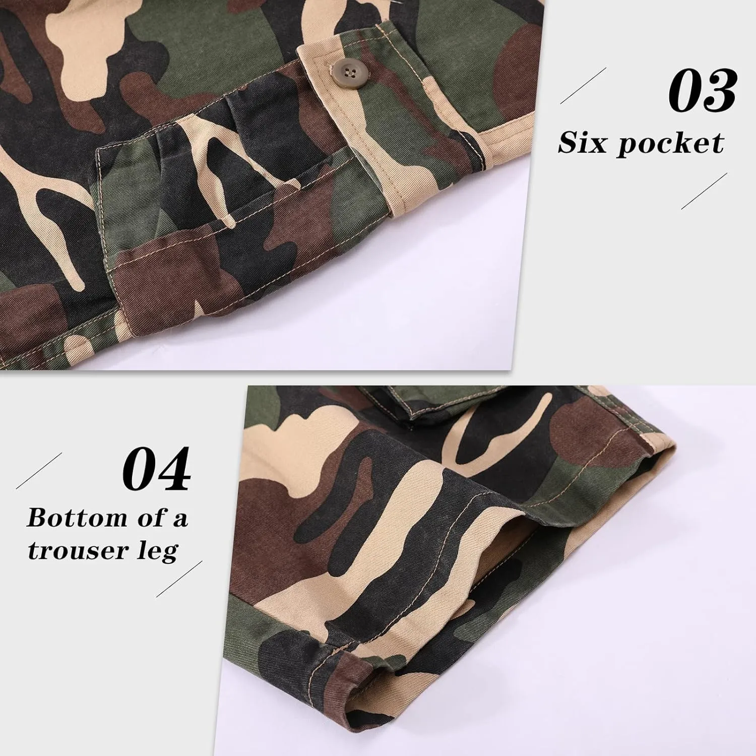 zeetoo Camo Shorts for Men Classic Relaxed Fit Cargo Short Multi-Pocket Outdoor Shorts