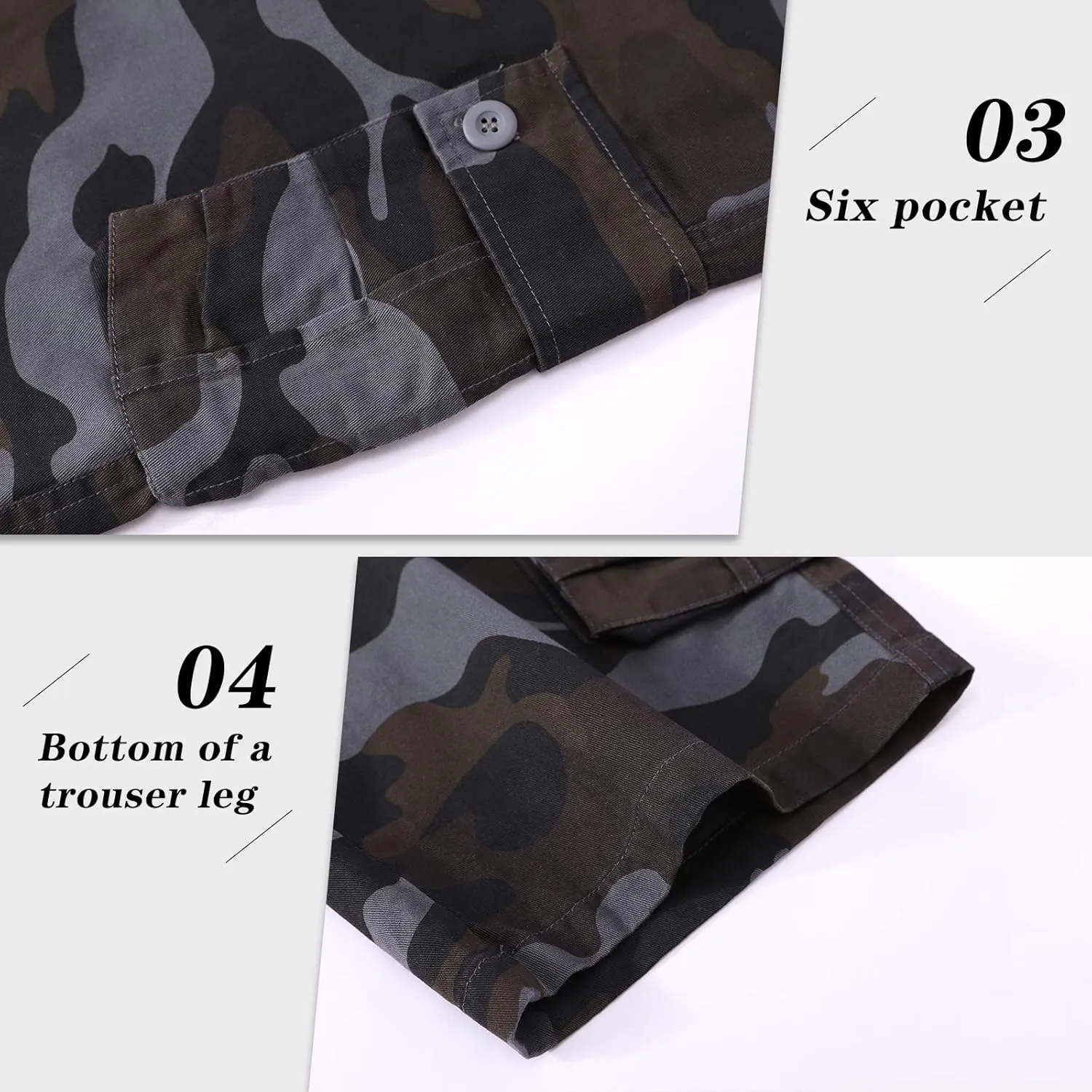 zeetoo Camo Shorts for Men Classic Relaxed Fit Cargo Short Multi-Pocket Outdoor Shorts