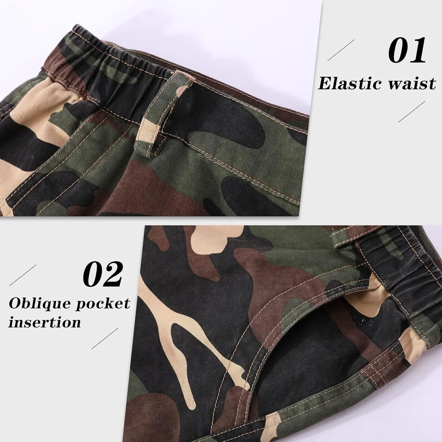 zeetoo Camo Shorts for Men Classic Relaxed Fit Cargo Short Multi-Pocket Outdoor Shorts