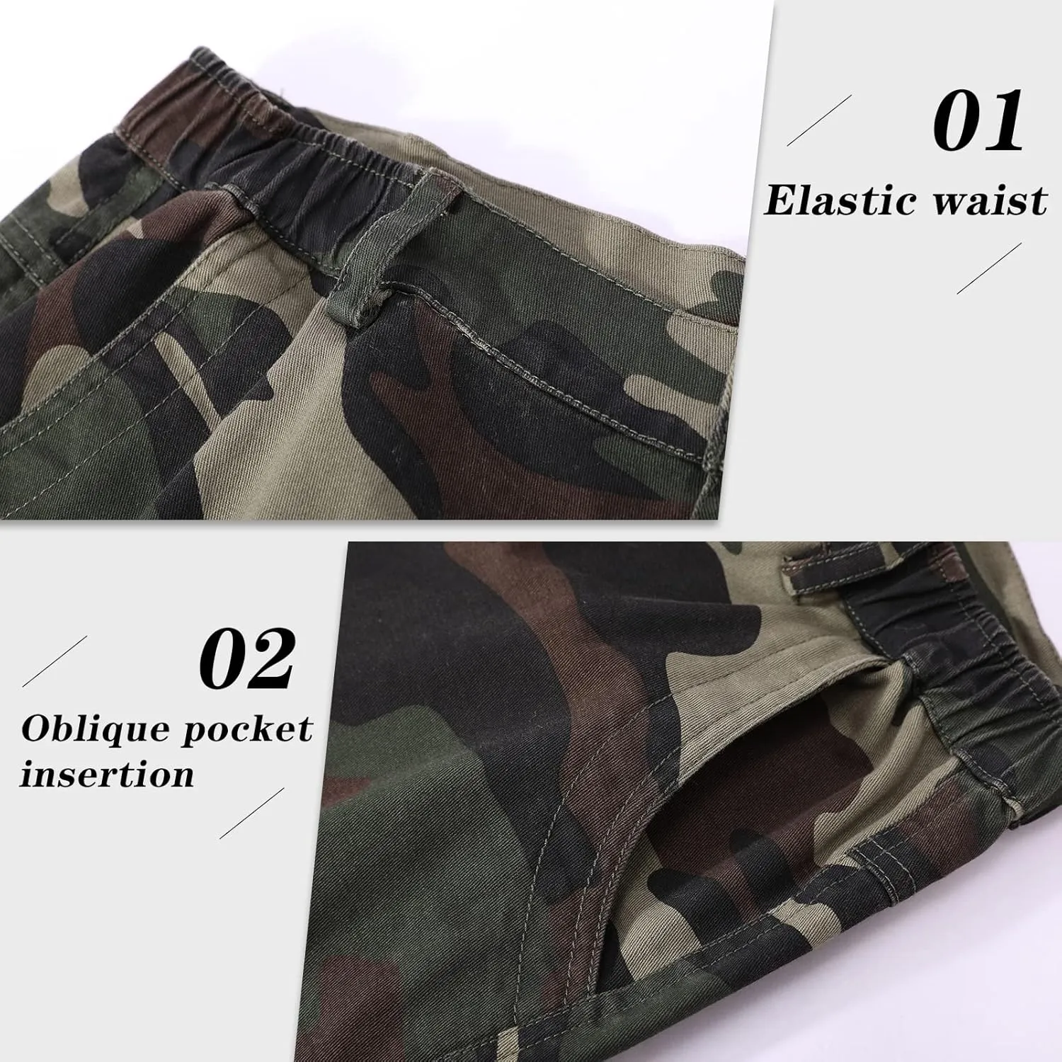 zeetoo Camo Shorts for Men Classic Relaxed Fit Cargo Short Multi-Pocket Outdoor Shorts
