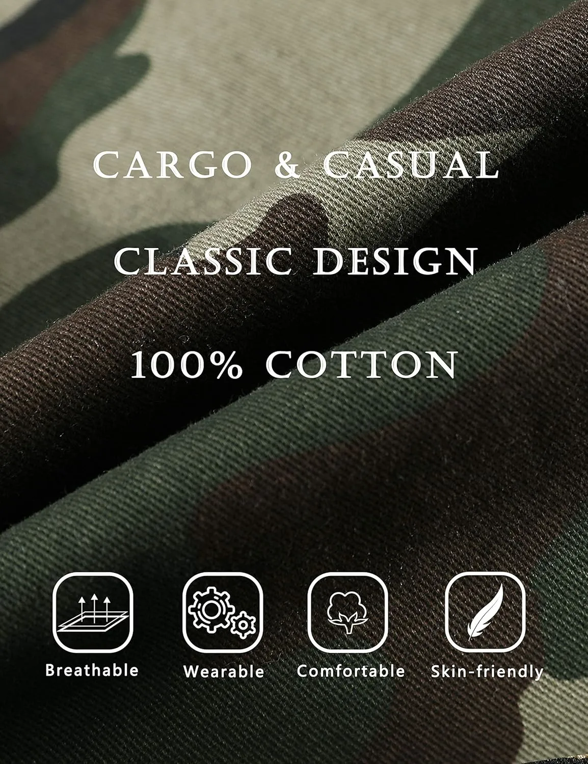 zeetoo Camo Shorts for Men Classic Relaxed Fit Cargo Short Multi-Pocket Outdoor Shorts